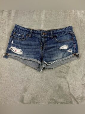 Y2K PINK Victoria's Secret Very Low Rise Distressed Denim Shorts Size 6 GUC